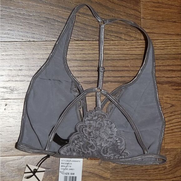 Dolls Kill x Daydream Nation Racerback Lace Bralette Grey Small - Picture 3 of 4